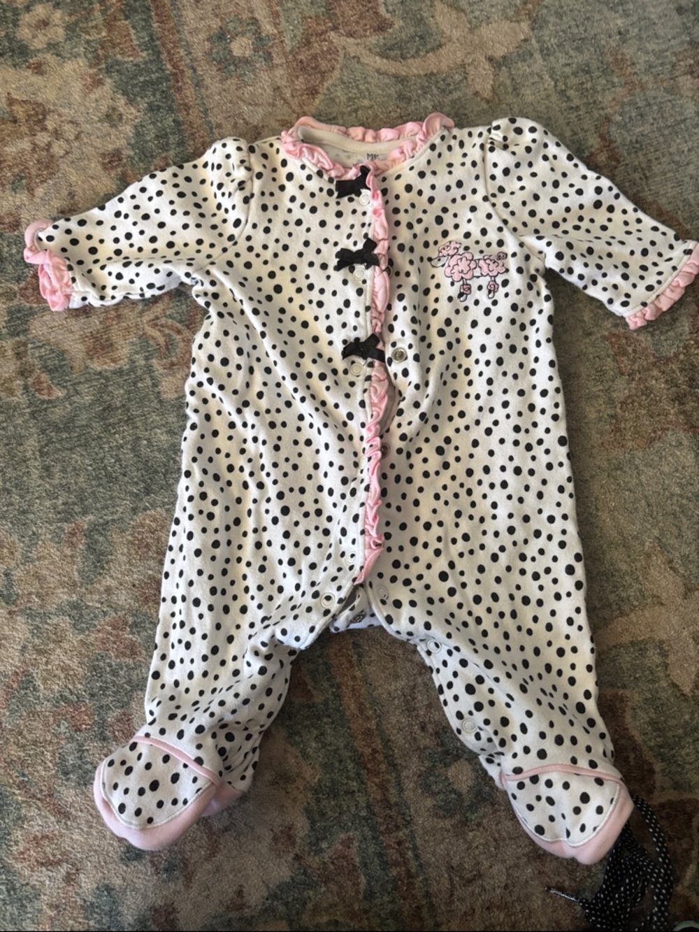 Polka Dot Pink Trim Baby One-Piece